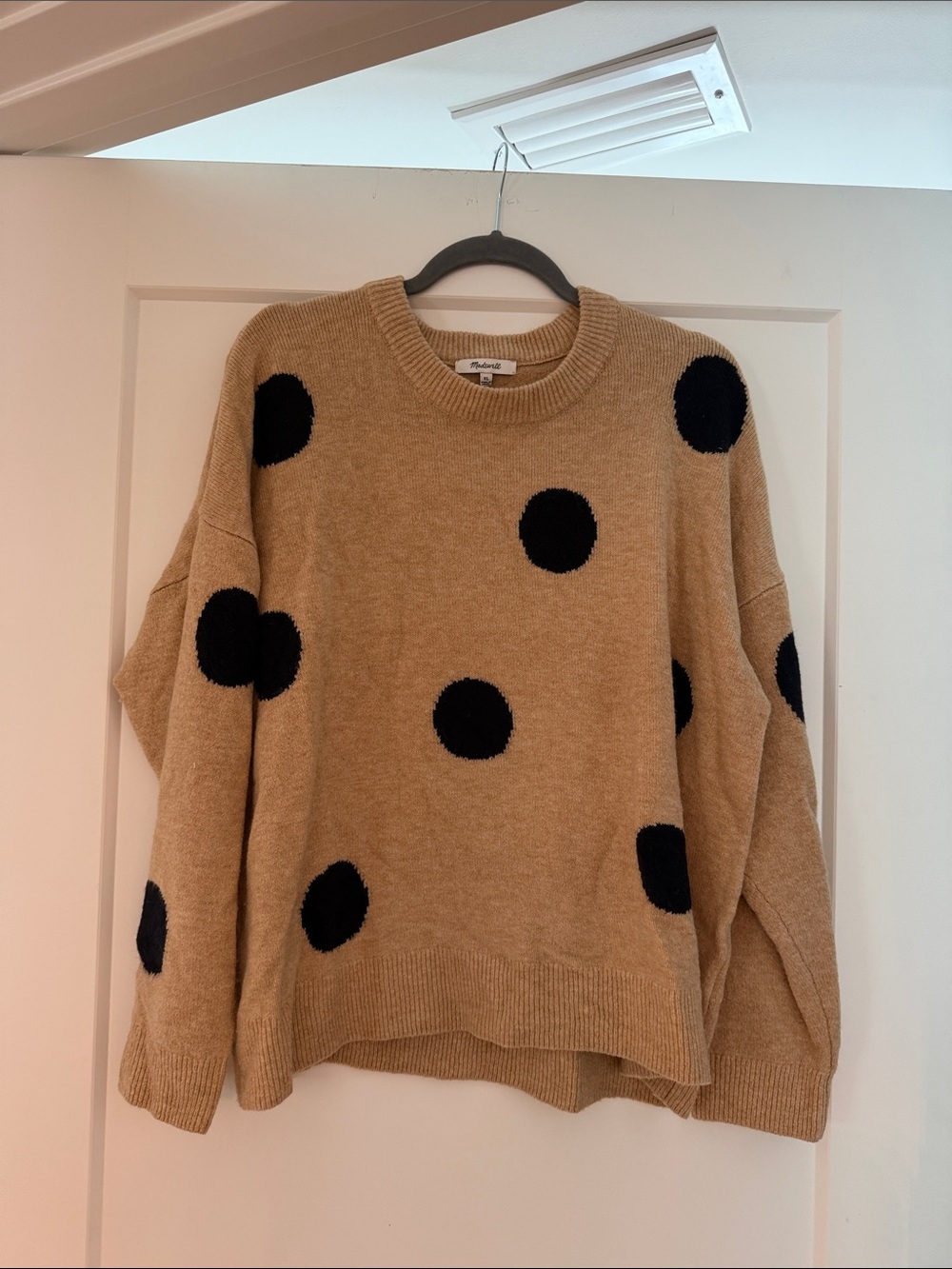 NWOT Madewell Polka Dot Crewneck Sweater - Camel/Black
